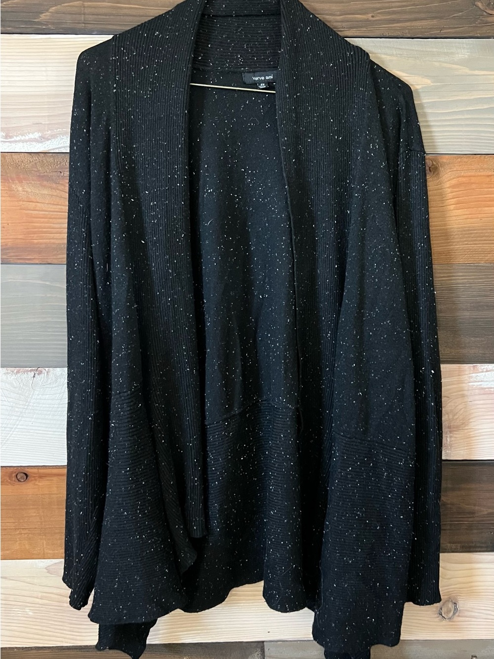 Verve Ami Black Speckle Open-Front Cardigan